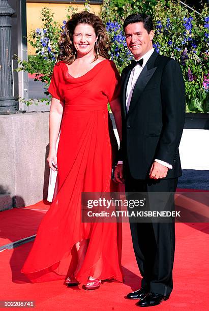 Princess Alexia of Greece with her husband, architect Carlos Morales Quintana arrive in front of the Eric Ericson Hall of Skeppsholen in Stockholm on...