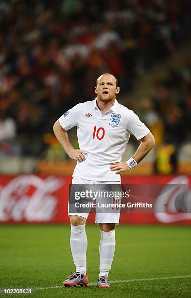 Wayne Rooney of England looks frustrated during the 2010 FIFA World Cup South Africa Group C match between England and Algeria at Green Point Stadium...