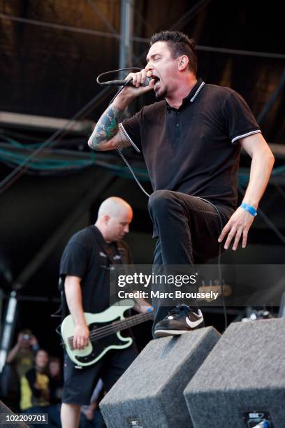 Craig Setari and Lou Koller of Sick Of It All performing on stage at Hellfest Festival on June 18, 2010 in Clisson, France.