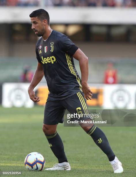 Sami Khedira of Juventus FC in action during the Serie A match between Chievo Verona and Juventus at Stadio Marc'Antonio Bentegodi on August 18, 2018...