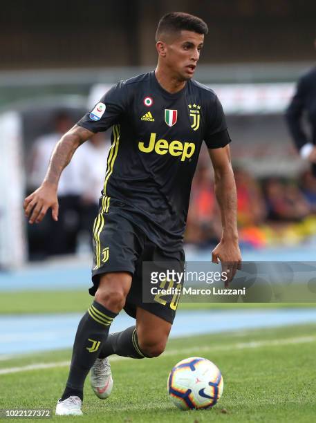 Joao Cancelo of Juventus FC in action during the Serie A match between Chievo Verona and Juventus at Stadio Marc'Antonio Bentegodi on August 18, 2018...