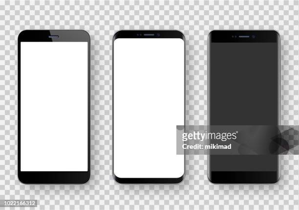 smartphone, realistische vektor-illustration - device screen stock-grafiken, -clipart, -cartoons und -symbole