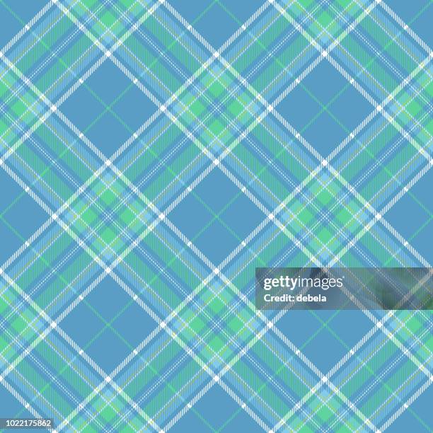 light blue and green scottish tartan plaid pattern - green argyle stock illustrations