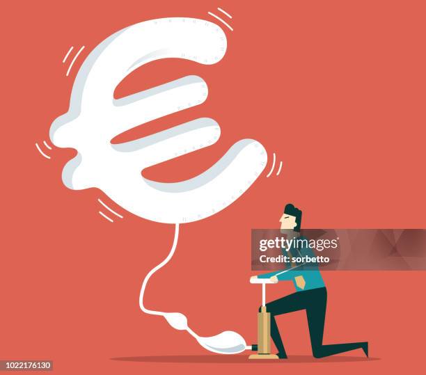 currency flying - euro - air pump stock illustrations
