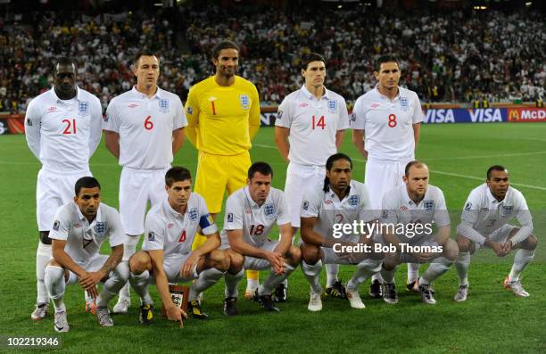 England pose for a team group before the start of the 2010 FIFA World Cup South Africa Group C match between England and Algeria at Green Point...