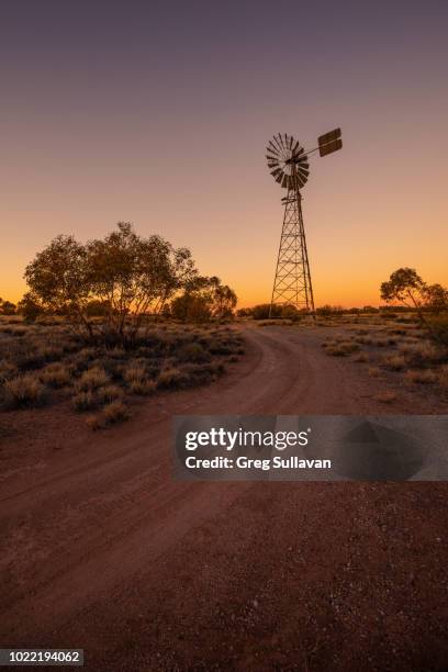 larapinta and namatjira drive, macdonnell ranges national park, alice springs, northern territory, australia - outback windmill stock pictures, royalty-free photos & images