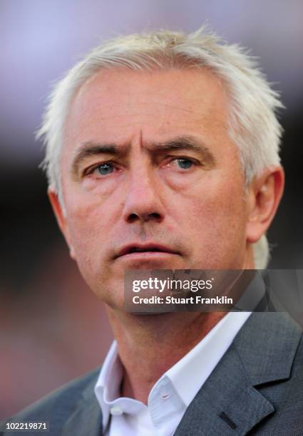 Bert van Marwijk head coach of the Netherlands looks on prior to during the 2010 FIFA World Cup South Africa Group E match between Netherlands and...