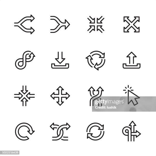 stockillustraties, clipart, cartoons en iconen met ui pijlen - overzicht pictogramserie - merging sign