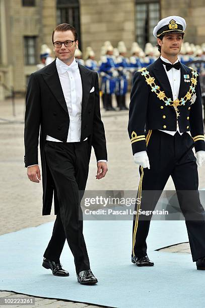 Groom Daniel Westling and best man and brother of the bride Carl Philip of Sweden attend the Wedding of Crown Princess Victoria of Sweden and Daniel...