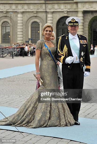 Crown Prince Willem-Alexander and Crown Princess Maxima attends the wedding of Crown Princess Victoria of Sweden and Daniel Westling on June 19, 2010...