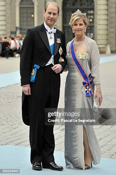 Prince Edward, the Earl of Wessex and Princess Sophie, the Countess of Wessex attend the wedding of Crown Princess Victoria of Sweden and Daniel...