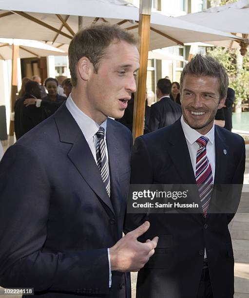 Prince William, Prince Harry and David Beckham attend a reception for FIFA officials on behalf of the English Football Association in honour of the...