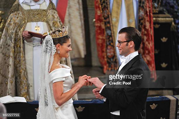 Crown Princess Victoria of Sweden, Duchess of Västergötland, and her husband Prince Daniel of Sweden, Duke of Västergötland, are seen during their...