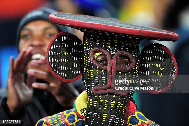 Cameroon fan enjoys the atmosphere prior to the 2010 FIFA World Cup South Africa Group E match between Cameroon and Denmark at Loftus Versfeld...