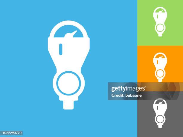 parking meter flat icon on blue background - parking meter stock illustrations