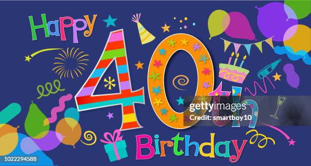40th birthday greeting - 40th birthday cake stock illustrations
