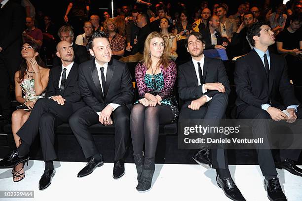 Gianmarco Tognazzi, Tiziano Ferro, Lola Lennox, Alberto Ammann and Roberto Bolle attend the Dolce & Gabbana Milan Menswear Spring/Summer 2011 show on...