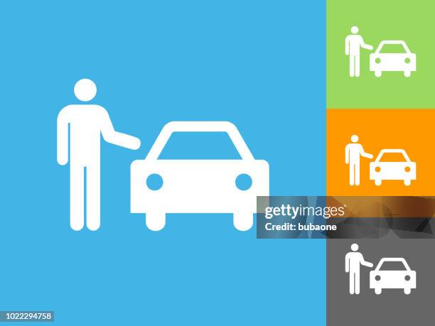 valet parking service flat icon on blue background - personal valet stock illustrations