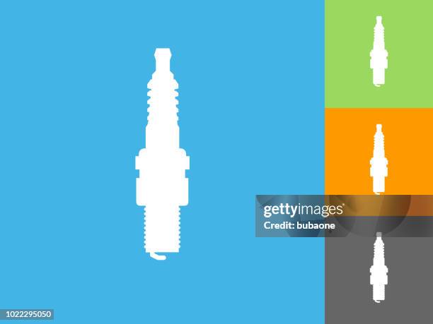 spark plug flat icon on blue background - spark plug stock illustrations