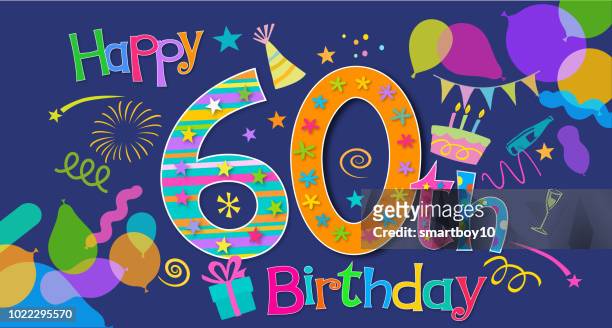 ilustrações de stock, clip art, desenhos animados e ícones de 60th birthday greeting - 60 anos