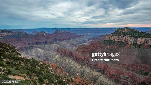 The Grand Canyon National Park is seen from the North Rim Visitor Center in North Rim, Arizona, United States on July 14, 2018.