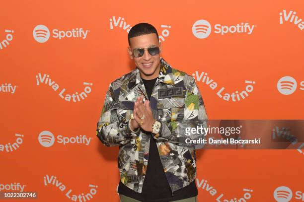 Daddy Yankee arrives at Spotify Kick Off Â¡Viva Latino! Live Concert Series in Chicago with Bad Bunny, Becky G, Jowell & Randy and Natti Natasha at...