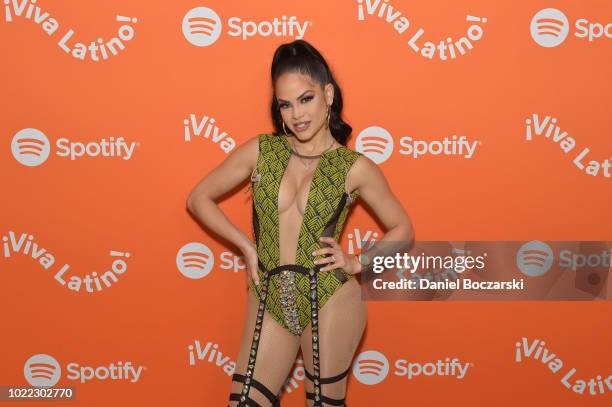 Natti Natasha arrives at Spotify Kick Off Â¡Viva Latino! Live Concert Series in Chicago with Bad Bunny, Becky G, Jowell & Randy and Daddy Yankee at...