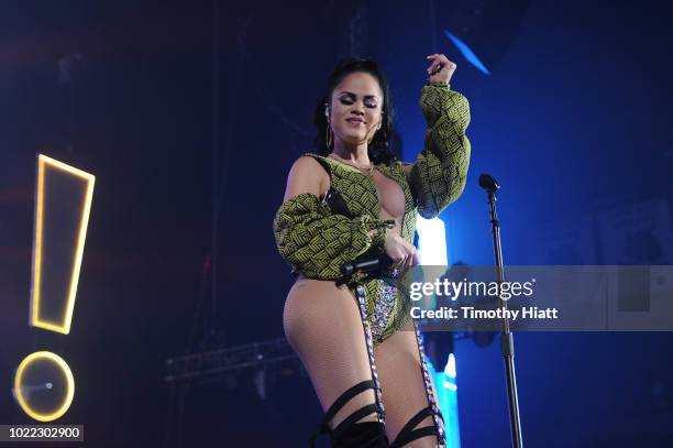 Natti Natasha performs onstage as Spotify Kicks Off ¡Viva Latino! Live Concert Series in Chicago with Daddy Yankee, Bad Bunny, Becky G and Jowell &...