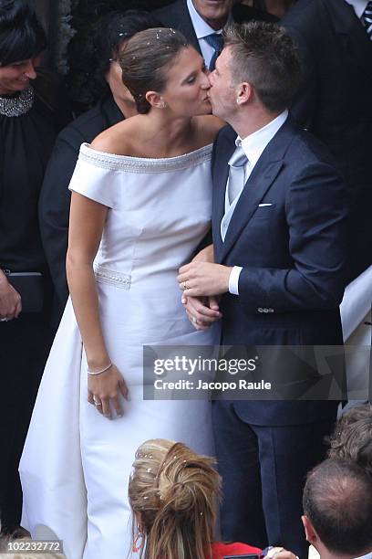 Carolina Marcialis and Antonio Cassano attend their wedding on June 19, 2010 in Portofino, Italy.