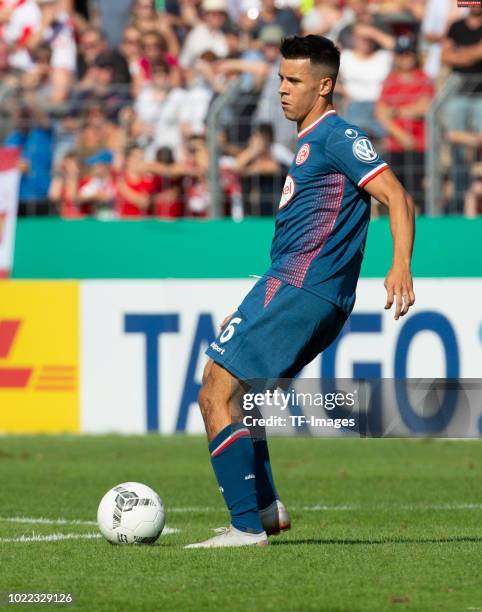 Alfredo Morales of Fortuna Duesseldorf controls the ball during the DFB Cup first round match between TuS RW Koblenz and Fortuna Duesseldorf at...