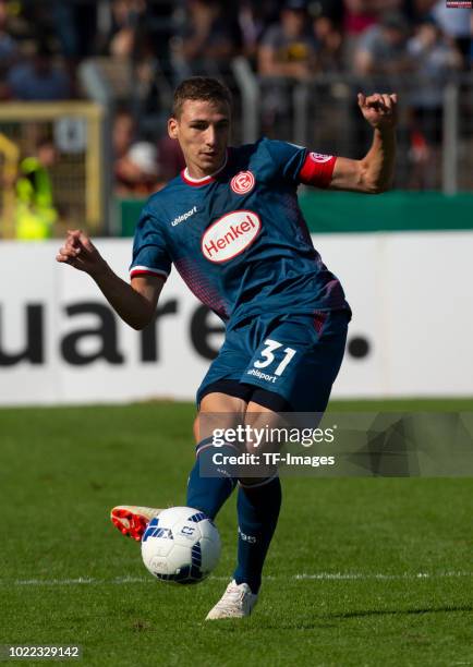 Marcel Sobottka of Fortuna Duesseldorf controls the ball during the DFB Cup first round match between TuS RW Koblenz and Fortuna Duesseldorf at...