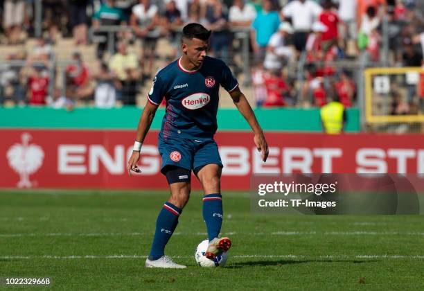 Alfredo Morales of Fortuna Duesseldorf controls the ball during the DFB Cup first round match between TuS RW Koblenz and Fortuna Duesseldorf at...