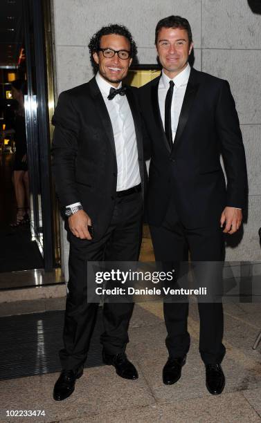 Giorgio Rocca and Antonio Rossi arrive at the Dolce & Gabbana "20 Years of Menswear" dinner on June 19, 2010 in Milan, Italy.