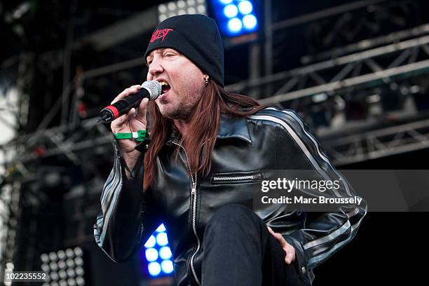 Warrel Dane of Nevermore performing on stage at Hellfest Festival on June 19, 2010 in Clisson, France.