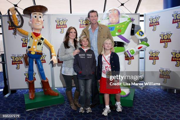 Sara Leonardi, Glenn McGrath and his children James and Holly arrive for the premiere of "Toy Story 3" at IMAX Darling Harbour on June 20, 2010 in...