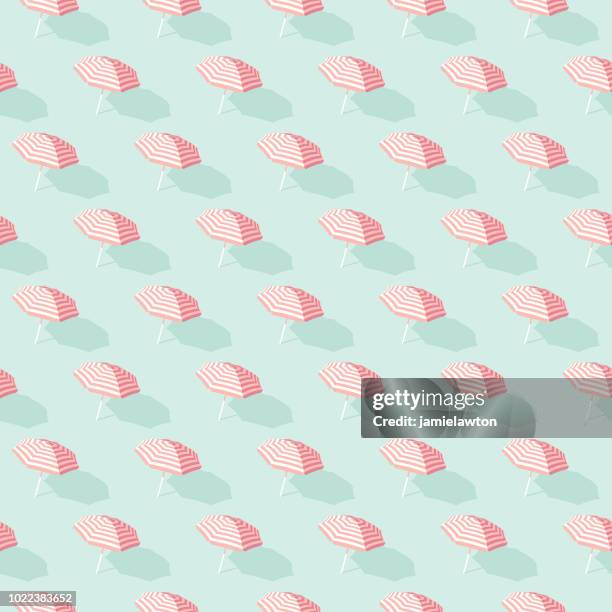 seamless beach parasol pattern - white coral stock illustrations