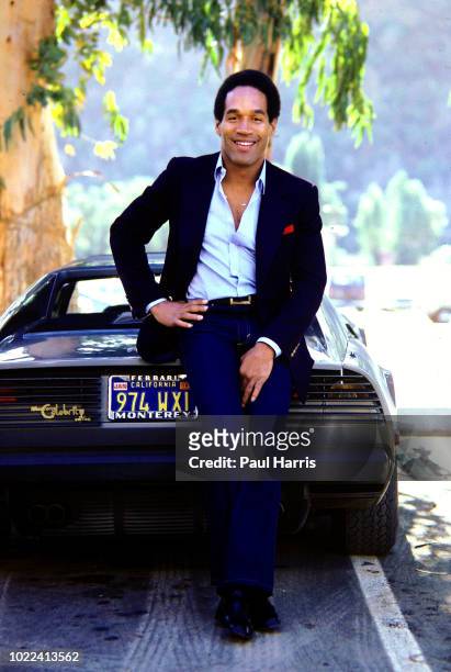 Simpson poses with his Ferrari June 12, 1979 at Warner Bros Studios , Burbank, California