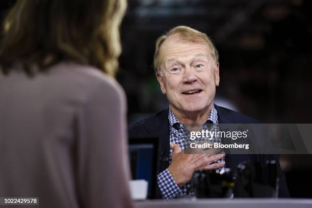 John Chambers, founder and chief executive officer of JC2 Ventures LLC, speaks during a Bloomberg Technology Television interview in San Francisco,...