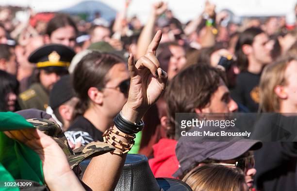 General view of metal fans attending Hellfest Festival on June 19, 2010 in Clisson, France.