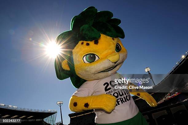World Cup mascot Zakumi entertains the crowds prior to the 2010 FIFA World Cup South Africa Group F match between Slovakia and Paraguay at the Free...