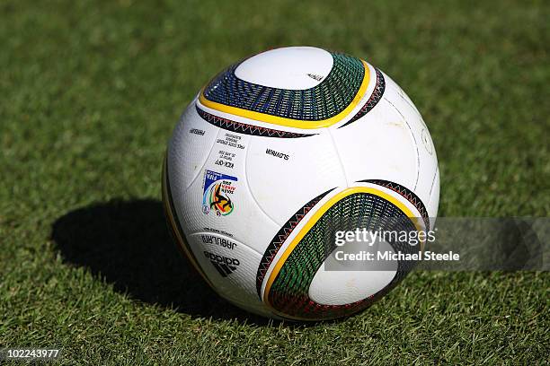 The official Jabulani matchball ahead of the 2010 FIFA World Cup South Africa Group F match between Slovakia and Paraguay at the Free State Stadium...