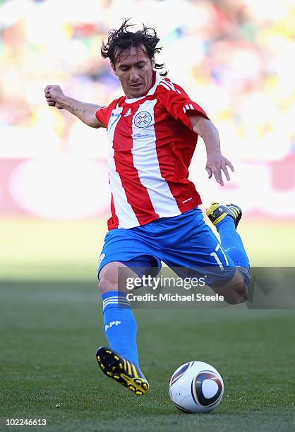 Aureliano Torres of Paraguay in action during the 2010 FIFA World Cup South Africa Group F match between Slovakia and Paraguay at the Free State...