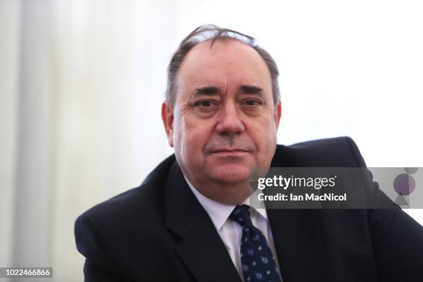 Alex Salmond holds a press conference regarding the sexual harassment allegations made against him, at The Champany Inn Linlithgow on August 24, 2018...