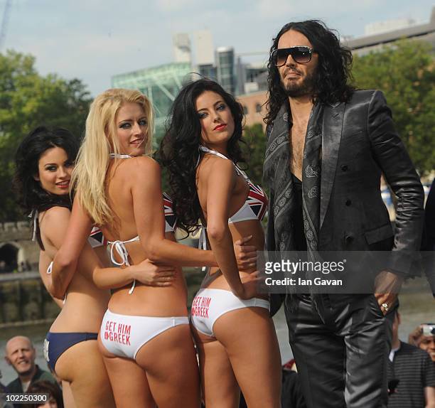 Rusell Brand attends a photo call to promote 'Get Him to the Greek' at Potters Field Park on June 20, 2010 in London, England.