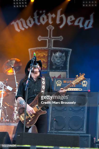 Lemmy of Motorhead performs on stage at Hellfest Festival on June 20, 2010 in Clisson, France.