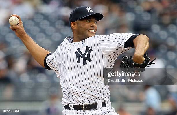 Mariano Rivera of the New York Yankees delivers a pitch against the New York Mets on June 20, 2010 at Yankee Stadium in the Bronx borough of New York...