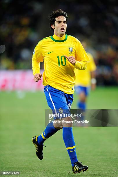 Kaka of Brazil in action during the 2010 FIFA World Cup South Africa Group G match between Brazil and Ivory Coast at Soccer City Stadium on June 20,...