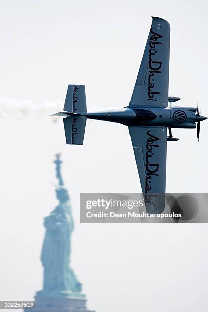 Hannes Arch of Austria in action on the Hudson River during the Red Bull Air Race New York Race Day on June 20, 2010 in New Jersey.