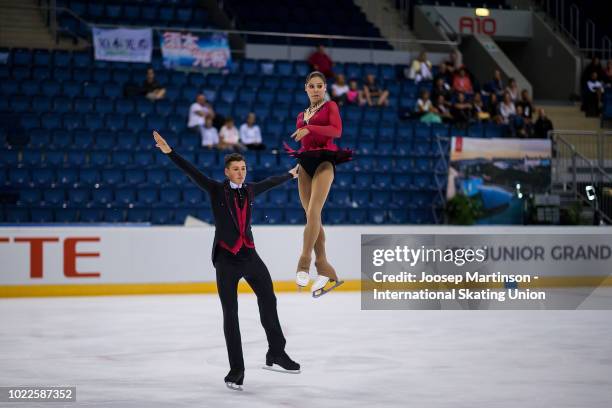 Anastasia Mishina and Aleksandr Galliamov of Russia compete in the Junior Pairs Free Skating during the ISU Junior Grand Prix of Figure Skating at...