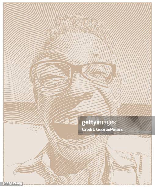 senior man missing tooth with a funny facial expression - gap tooth stock illustrations